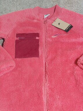 NWT Nike Girls Faux Fur Sherpa Fleece Full Zip Plush Jacket DV8135-622 Size M